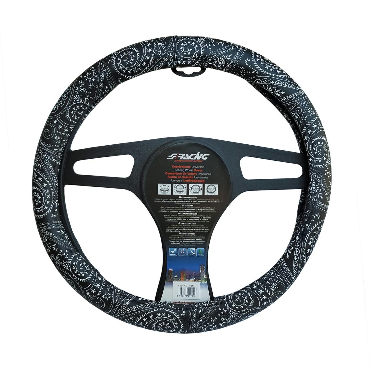 Βλησαρούλης Car Center - ΚΑΛΥΜΜΑ ΤΙΜΟΝΙΟΥ BANDANA BLACK ΟΙΚΟΛΟΓΙΚΟ ΔΕΡΜΑ ΜΑΥΡΟ (M) 37-39cm  SIMONI RACING - 1 TEM