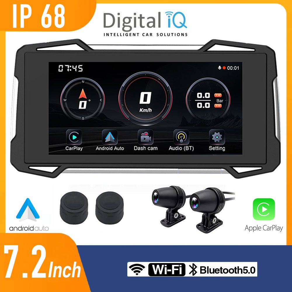 Βλησαρούλης Car Center - DIGITAL IQ PNA 7200_CPA (7.25inc) MOTORCYCLE CARPLAY-ANDROID AUTO (with TPMS - 2 DVR CAMERAS)