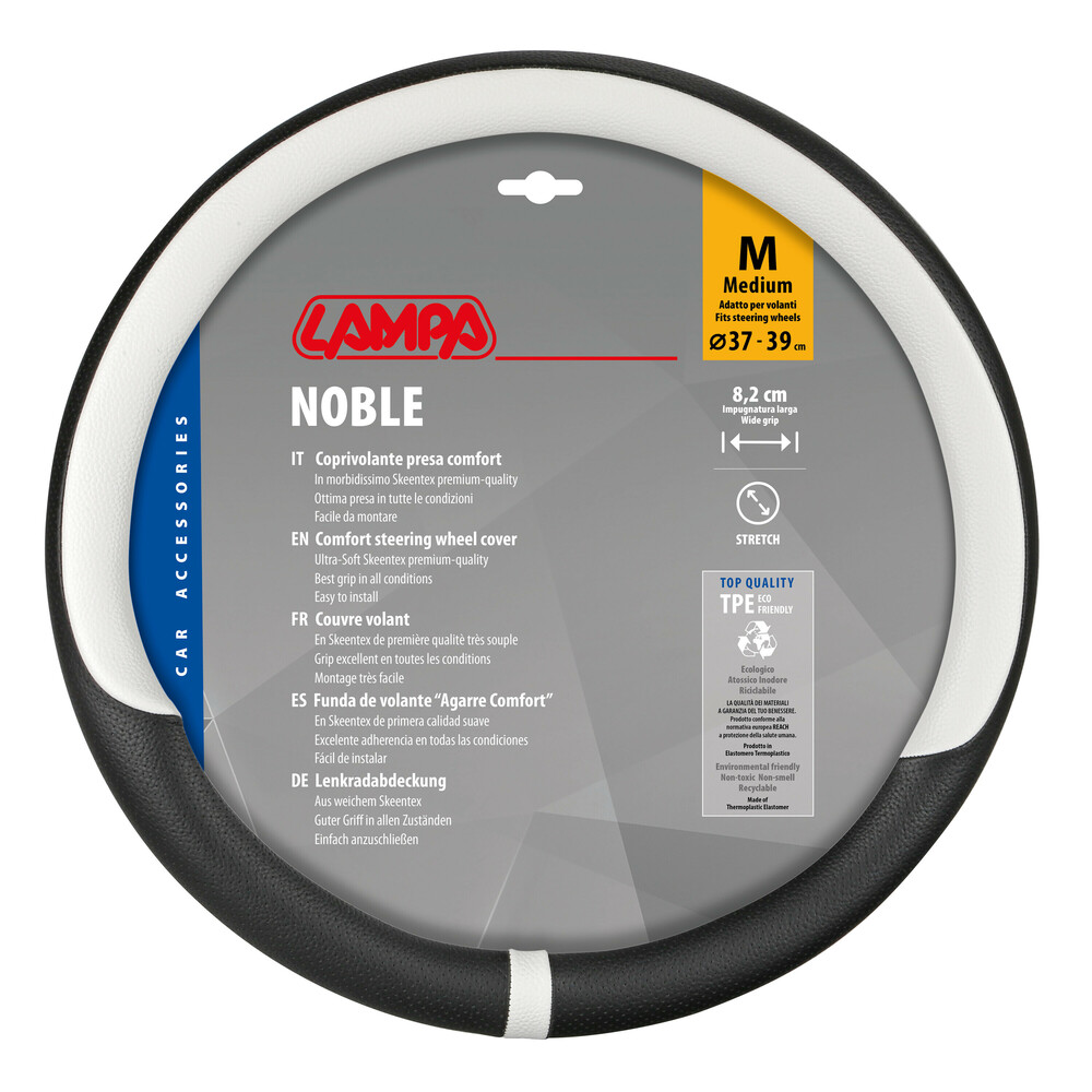 Βλησαρούλης Car Center - Lampa - Κάλυμμα Τιμονιού NOBLE (M) 37/39cm Μαύρο / Λευκό άοσμο διάτρητο αντιολισθητικό μαλακό ultra soft Skeentex - 1 τεμ. (L3290.0)