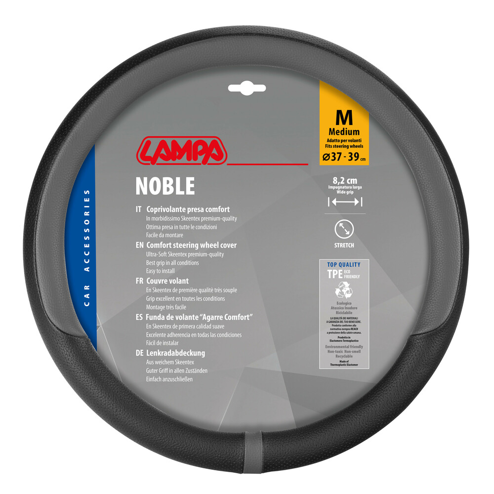 Βλησαρούλης Car Center - Lampa - Κάλυμμα Τιμονιού NOBLE (M) 37/39cm Μαύρο / Γκρί άοσμο διάτρητο αντιολισθητικό μαλακό ultra soft Skeentex - 1 τεμ. (L3290.1)