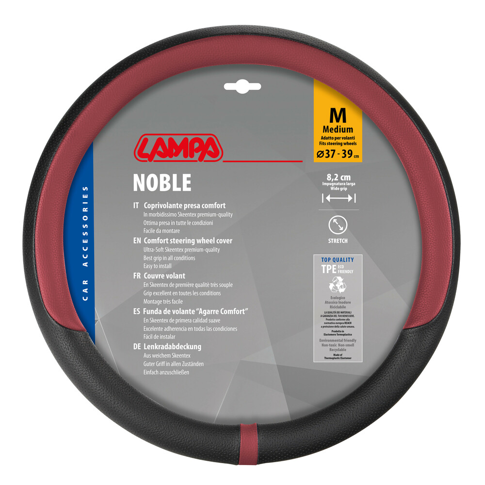 Βλησαρούλης Car Center - Lampa - Κάλυμμα Τιμονιού NOBLE (M) 37/39cm Μαύρο / Κόκκινο άοσμο διάτρητο αντιολισθητικό μαλακό ultra soft Skeentex - 1 τεμ. (L3290.3)