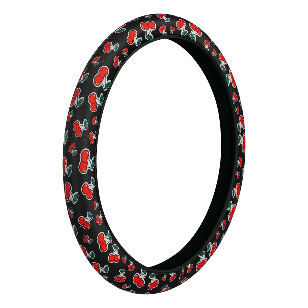 Βλησαρούλης Car Center - ΚΑΛΥΜΜΑ ΤΙΜΟΝΙΟΥ SKIN-COVER CHERRY-CILIEGE(ΚΕΡΑΣΙΑ) 35/37cm(S) ΜΑΥΡΟ ΕΛΑΣΤΙΚΟ ΠΟΛΥΕΣΤΕΡΙΚΟ 2mm ΠΑΧΟΣ