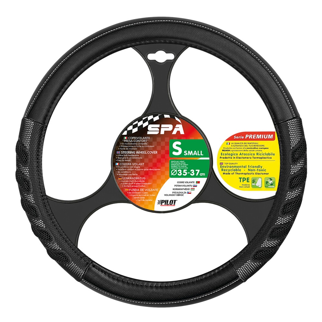 Βλησαρούλης Car Center - ΚΑΛΥΜΜΑ ΤΙΜΟΝΙΟΥ SPA (S) 35/37cm ΔΕΡΜΑΤΙΝΗ ΜΑΥΡΟ/ΓΚΡΙ ΑΟΣΜΟ ECO-FRIENDLY