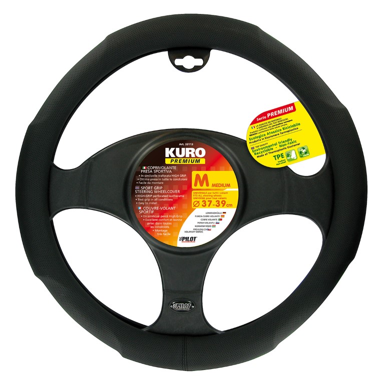 Βλησαρούλης Car Center - ΚΑΛΥΜΜΑ ΤΙΜΟΝΙΟΥ KURO PREMIUM M 37/39 cm ΜΑΥΡΟ ΑΠΟ ΑΟΣΜΟ, ΜΗ ΤΟΞΙΚΟ, ΟΙΚΟΛΟΓΙΚΟ ΚΑΙ ΑΝΑΚΥΚΛΩΣΙΜΟ ΔΙΑΤΡΗΤΟ TPE ΘΕΡΜΟΠΛΑΣΤΙΚΟ ΕΛΑΣΤΟΜΕΡΕΣ LAMPA - 1 ΤΕΜ.