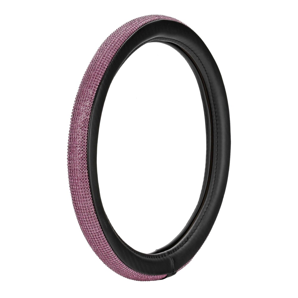 Βλησαρούλης Car Center - ΚΑΛΥΜΜΑ ΤΙΜΟΝΙΟΥ DIAMONDS PINK (Μ) 37/39cm ΣΥΝΘΕΤΙΚΟ ΔΕΡΜΑ SKEENTEX ΜΑΥΡΟ/POZ LAMPA  - 1 ΤΕΜ.