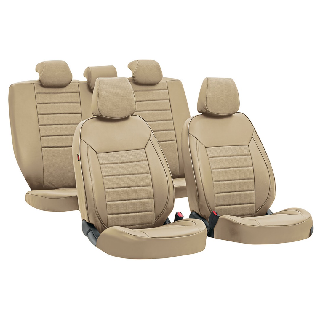Βλησαρούλης Car Center - ΚΑΛΥΜΜΑΤΑ ΚΑΘΙΣΜΑΤΩΝ LUXURY LEATHERETTE ΔΕΡΜΑΤΙΝΗ ΑΦΡΩΔΕΣ ΜΠΕΖ - 4 ΤΕΜ.