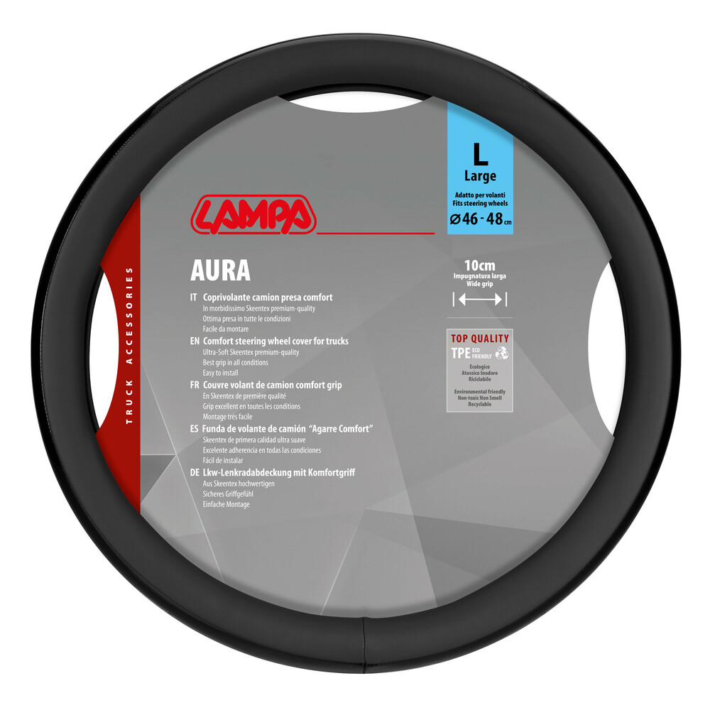 Βλησαρούλης Car Center - Lampa - Κάλυμμα Τιμονιού Φορτηγού Aura Skeentex Μαύρο Μέγεθος L Ø46–48cm Ultra-Soft, Αντιολισθητικό, Φάρδος 10cm - 1 τεμ. (L9707.4)