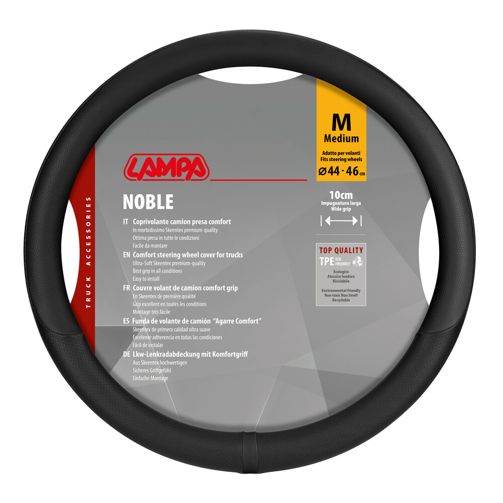 Βλησαρούλης Car Center - Lampa - Κάλυμμα Τιμονιού Φορτηγού NOBLE από Skeentex M 44-46εκ. Άοσμο Μαλακό αντιολισθητικό εύκολη τοποθέτηση φαρδιά λαβή 10εκ. Μαύρο - 1 τεμ. (L9708.1)