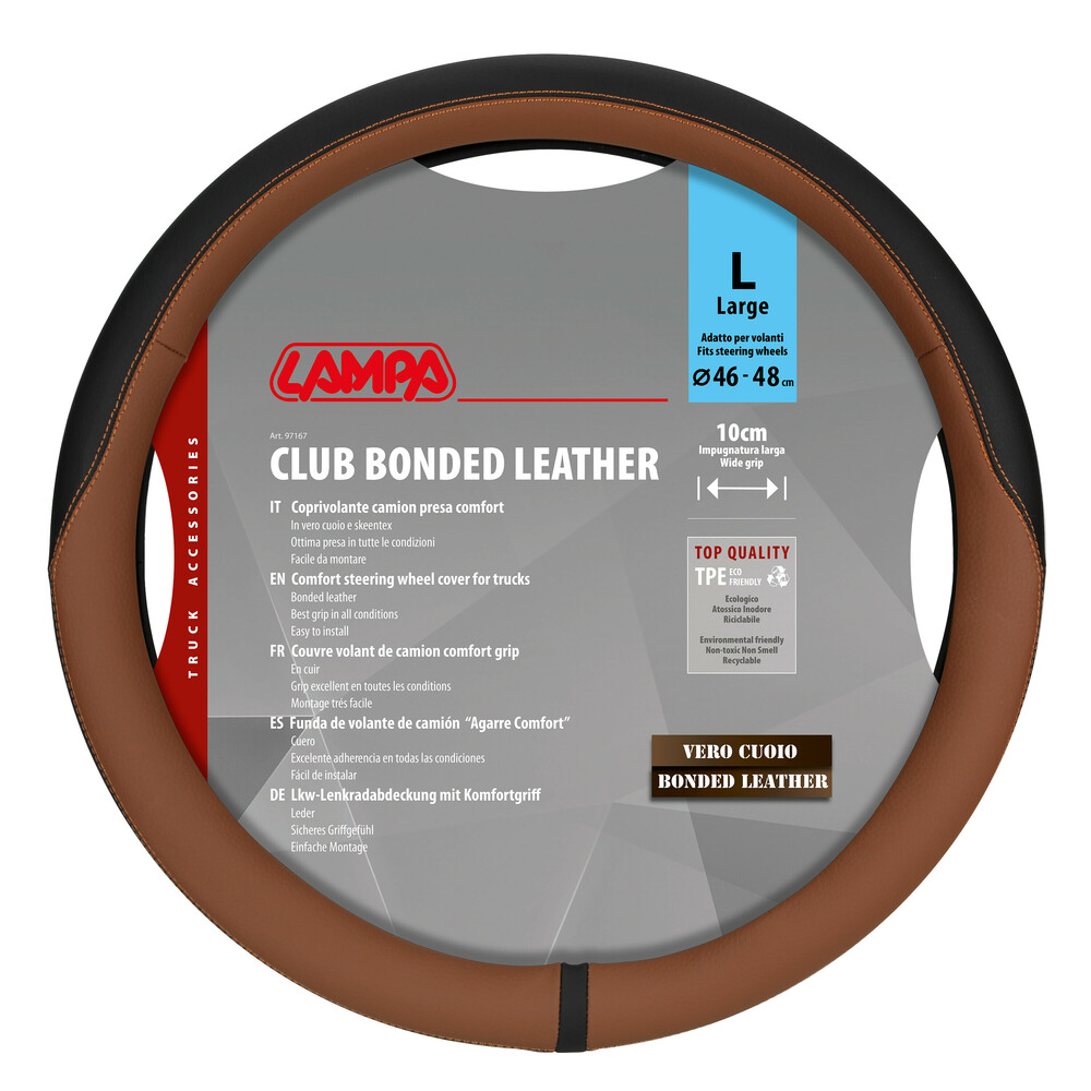 Βλησαρούλης Car Center - Lampa - Κάλυμμα Τιμονιού Φορτηγού Club τεχνόδερμα και Skeentex M 46-48εκ. Άοσμο Μαλακό εύκολη τοποθέτηση φαρδιά λαβή 10εκ. Καφέ - 1 τεμ. (L9716.8)