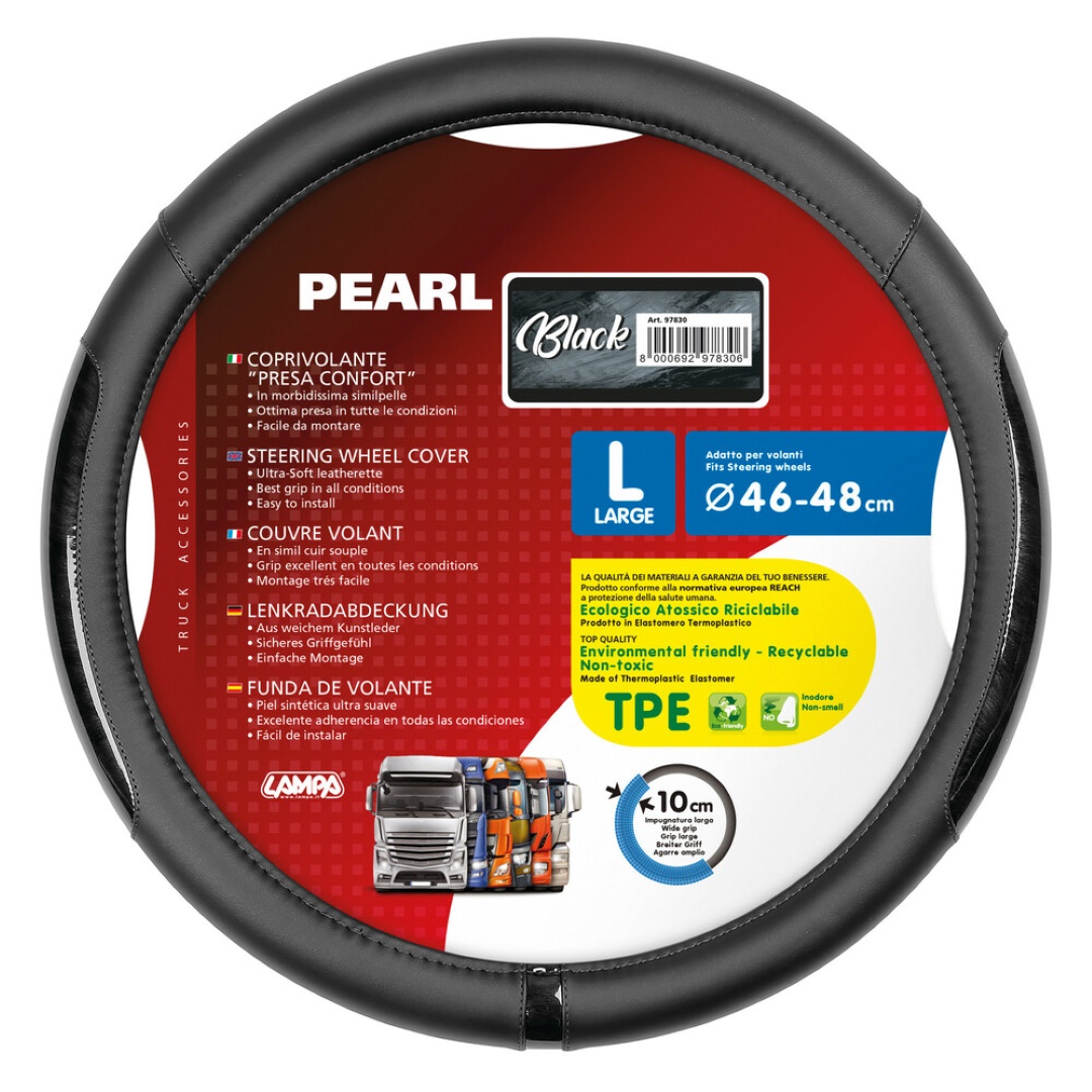 Βλησαρούλης Car Center - ΚΑΛΥΜΜΑ ΤΙΜΟΝΙΟΥ ΦΟΡΤΗΓΟΥ PEARL BLACK ΔΕΡΜΑΤΙΝΗ ΜΑΥΡΟ (L) 46-48cm ΟΙΚΟΛΟΓΙΚΟ ΚΑΙ ΑΟΣΜΟ