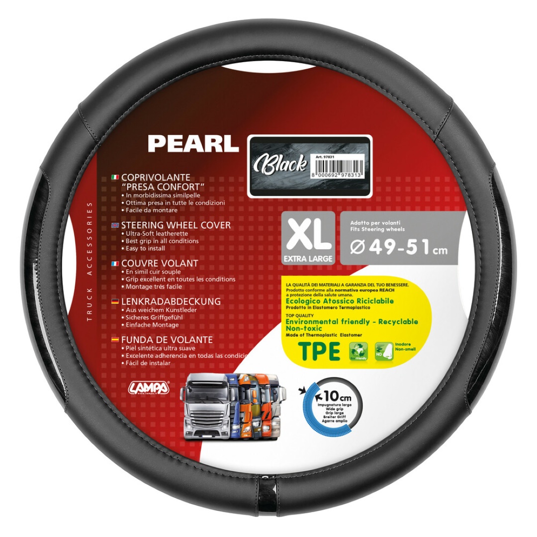Βλησαρούλης Car Center - ΚΑΛΥΜΜΑ ΤΙΜΟΝΙΟΥ ΦΟΡΤΗΓΟΥ PEARL BLACK ΔΕΡΜΑΤΙΝΗ ΜΑΥΡΟ (XL) 49-51cm ΟΙΚΟΛΟΓΙΚΟ ΚΑΙ ΑΟΣΜΟ