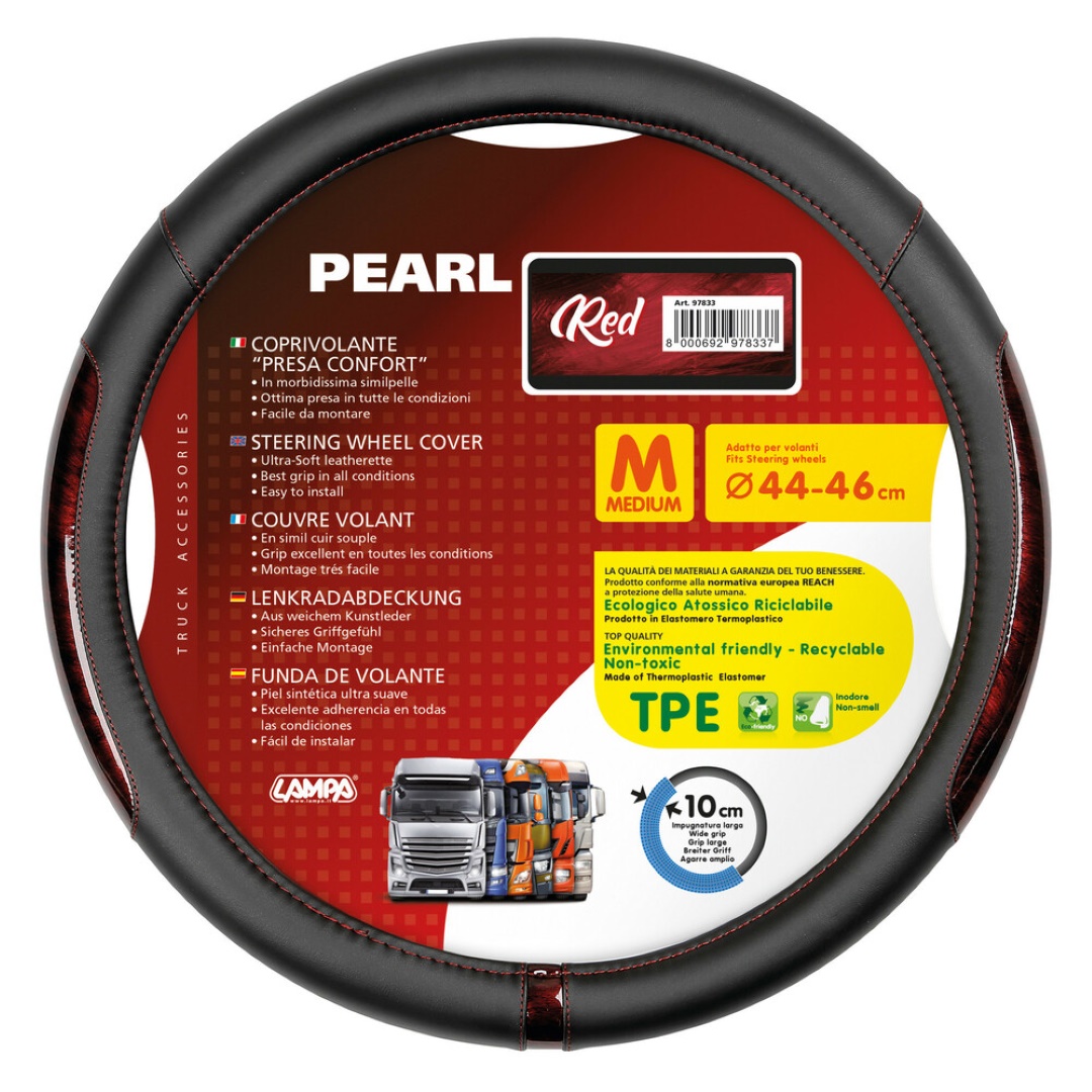 Βλησαρούλης Car Center - ΚΑΛΥΜΜΑ ΤΙΜΟΝΙΟΥ ΦΟΡΤΗΓΟΥ PEARL RED ΔΕΡΜΑΤΙΝΗ ΜΑΥΡΟ/ΚΟΚΚΙΝΟ (M) 44-46cm ΟΙΚΟΛΟΓΙΚΟ ΚΑΙ ΑΟΣΜΟ