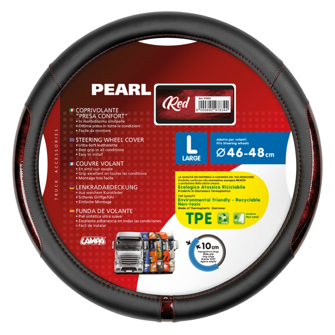 Βλησαρούλης Car Center - ΚΑΛΥΜΜΑ ΤΙΜΟΝΙΟΥ ΦΟΡΤΗΓΟΥ PEARL RED ΔΕΡΜΑΤΙΝΗ ΜΑΥΡΟ/ΚΟΚΚΙΝΟ (L) 46-48cm ΟΙΚΟΛΟΓΙΚΟ ΚΑΙ ΑΟΣΜΟ