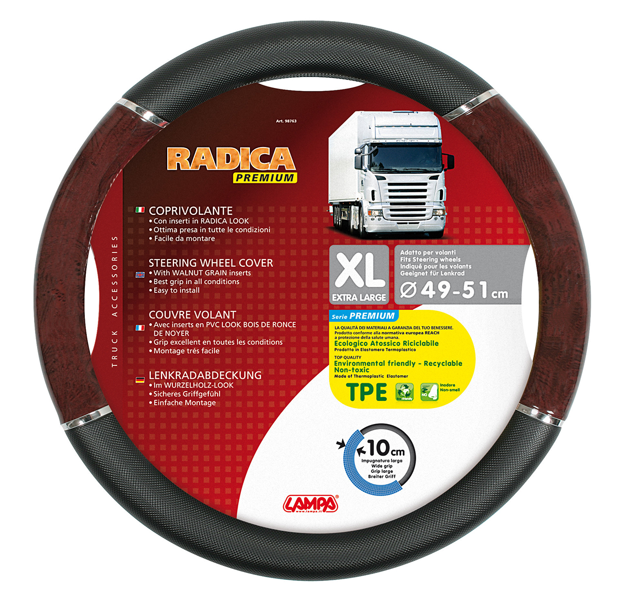 Βλησαρούλης Car Center - ΚΑΛΥΜΜΑ ΤΙΜΟΝΙΟΥ ΦΟΡΤΗΓΟΥ RADICA (XL) 49-51 cm (ΜΑΥΡΟ/ΞΥΛΟ/ΟΙΚΟΛΟΓΙΚΟ/ΑΟΣΜΟ)