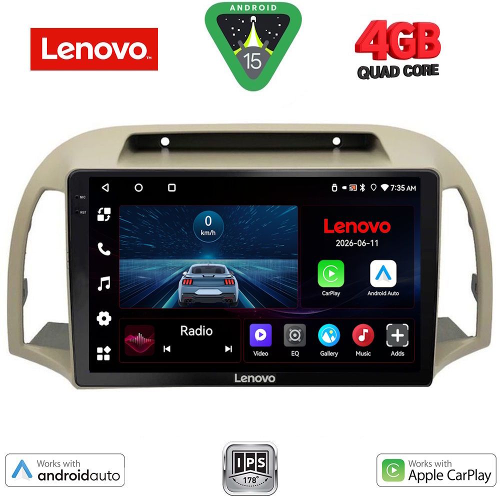 Βλησαρούλης Car Center - LENOVO LVE 8457BG_CPAA (9inc) MULTIMEDIA TABLET for NISSAN MICRA K12 mod. 2002-2010  (BEIGE)