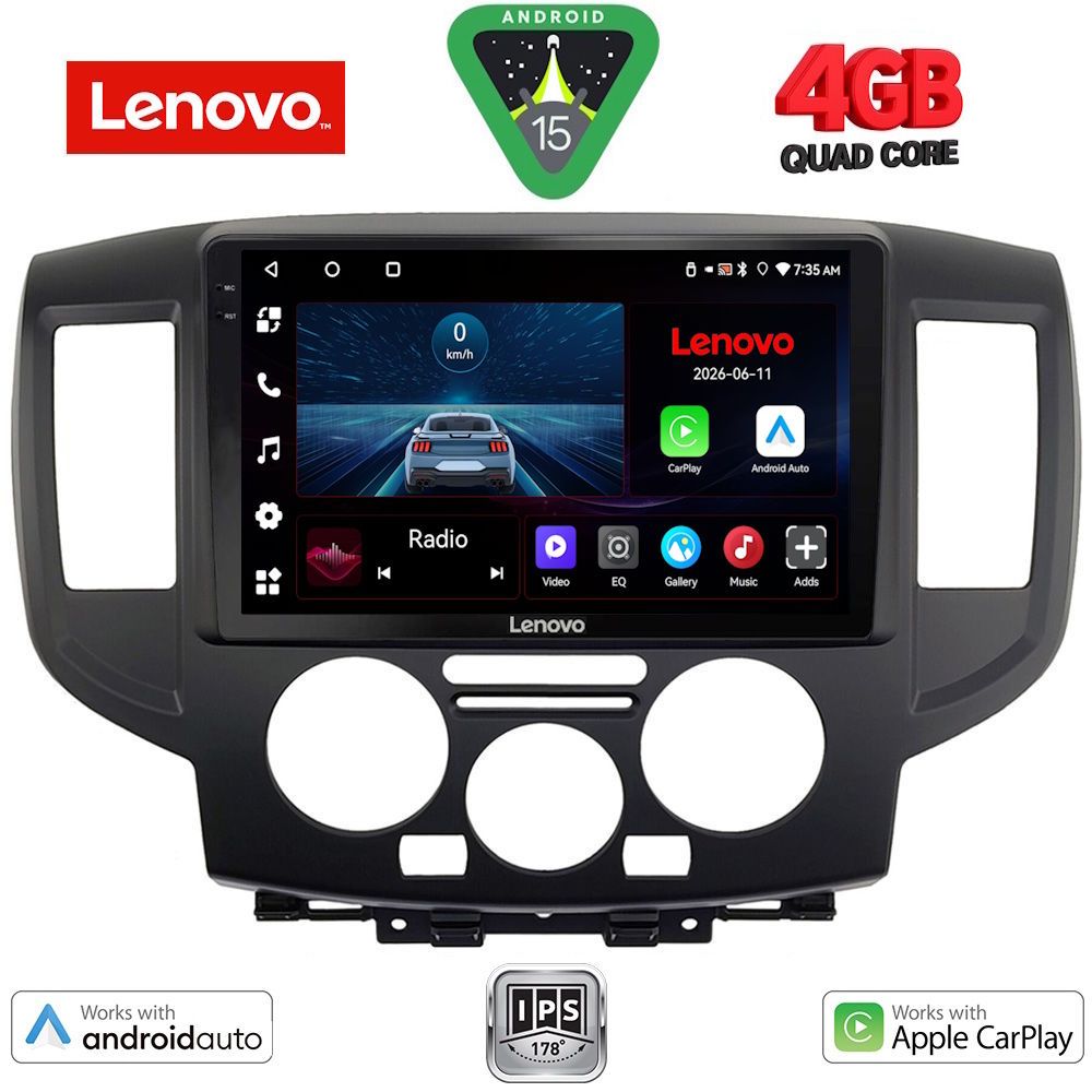Βλησαρούλης Car Center - LENOVO LVE 8458BL_CPAA (9inc) MULTIMEDIA TABLET for NISSAN NV 200 mod. 2009-2020  (BLACK)