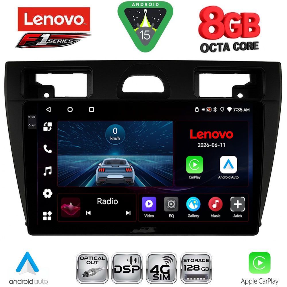 Βλησαρούλης Car Center - LENOVO LVE 8153BL_CPAA (9inc) MULTIMEDIA TABLET for FORD FIESTA mod. 2005-2008 (BLACK)