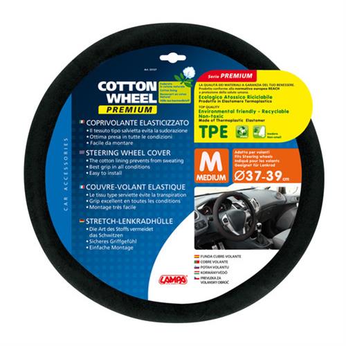 Βλησαρούλης Car Center - Lampa Κάλυμμα Τιμονιού Αυτοκινήτου Cotton Wheel 37-39εκ. Άοσμο Από φυσικό βαμβακερό αντιιδρωτικό Μαύρο 1-τεμ. (L3312.7)