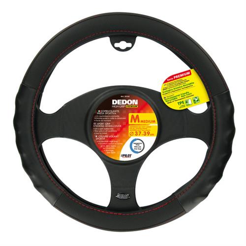 Βλησαρούλης Car Center - Lampa Κάλυμμα Τιμονιού Αυτοκινήτου Dedon 37-39εκ  Άοσμο με εργονομική λαβή Αγωνιστικό Skeentex Μαύρο με Κόκκινη Ραφή 1-τεμ. (L3312.2)