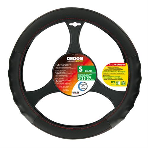 Βλησαρούλης Car Center - Lampa Κάλυμμα Τιμονιού Αυτοκινήτου Dedon 35-37εκ  Άοσμο με εργονομική λαβή Αγωνιστικό Skeentex Μαύρο με Κόκκινη Ραφή 1-τεμ. (L3312.1)