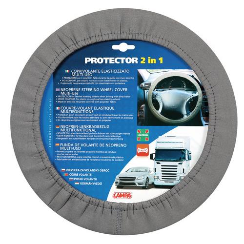 Βλησαρούλης Car Center - Lampa Κάλυμμα Τιμονιού Αυτοκινήτου Protector 2in1 με Διάμετρο 34-45εκ. Neopren & Polyester Γκρι Ελαστικό 1-τεμ. (L3314.7)