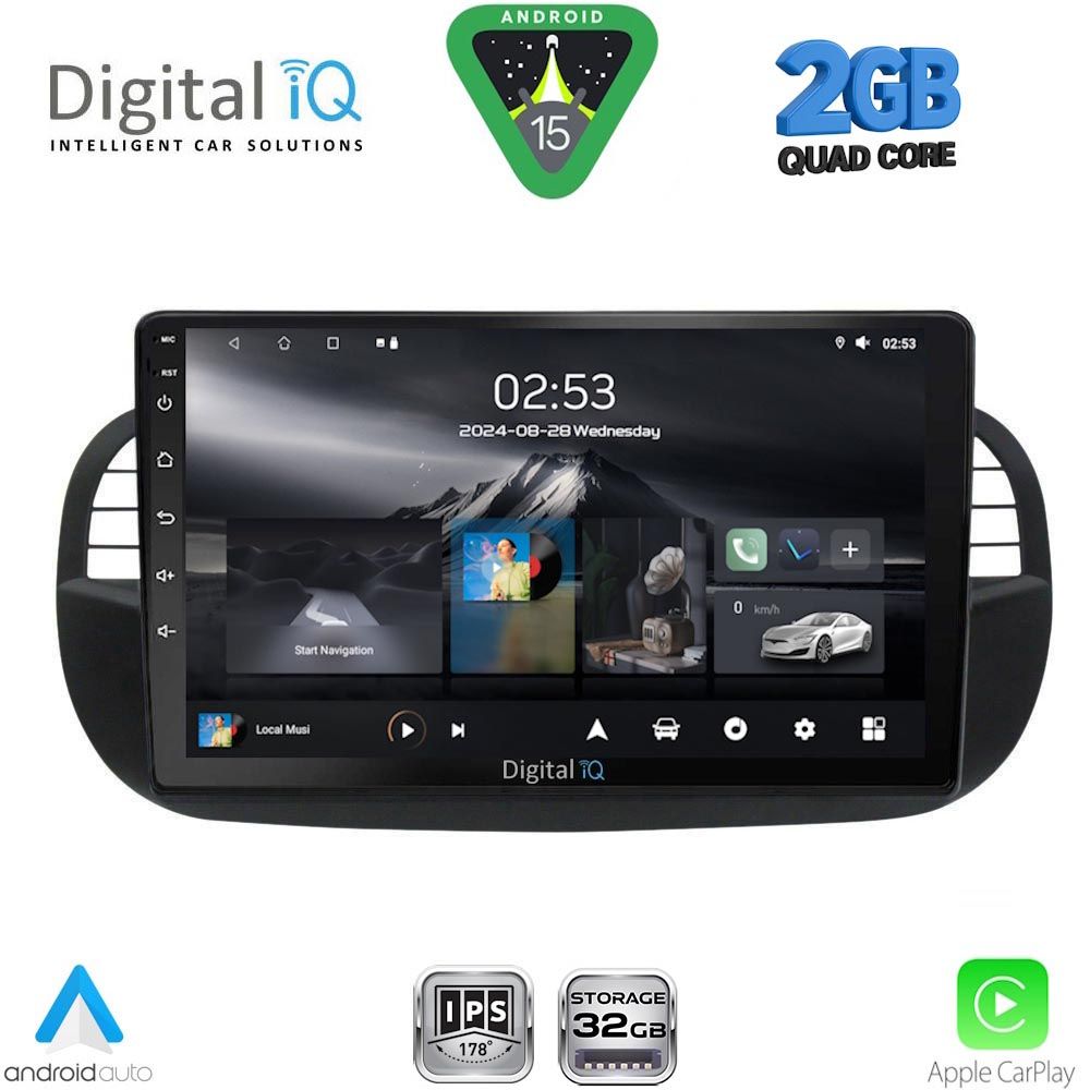Βλησαρούλης Car Center - DIGITAL IQ RSD 1130BL_CPA (9inc) MULTIMEDIA TABLET for FIAT 500 mod. 2007-2015 (BLACK)