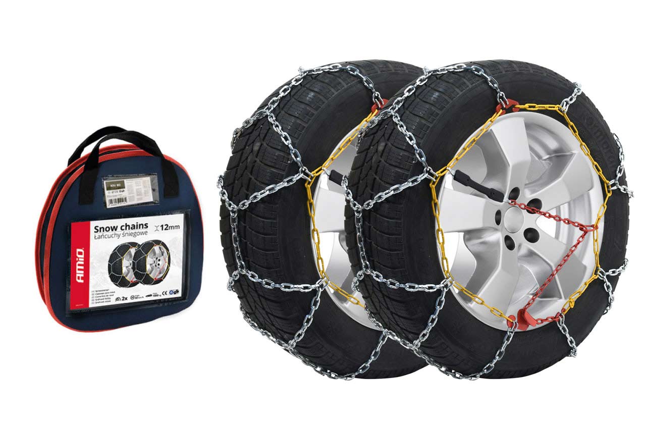 Βλησαρούλης Car Center - Amio - Αλυσίδες Χιονιού 12mm KN-130 με Ασύμμετρο Σχέδιο Τύπου Διαμαντιού για Μέγιστη Πρόσφυση σε Χιόνι & Πάγο, Συμβατές με Συστήματα ABS/ESP για Απόλυτο Έλεγχο - 1 Σετ (02107/AM)