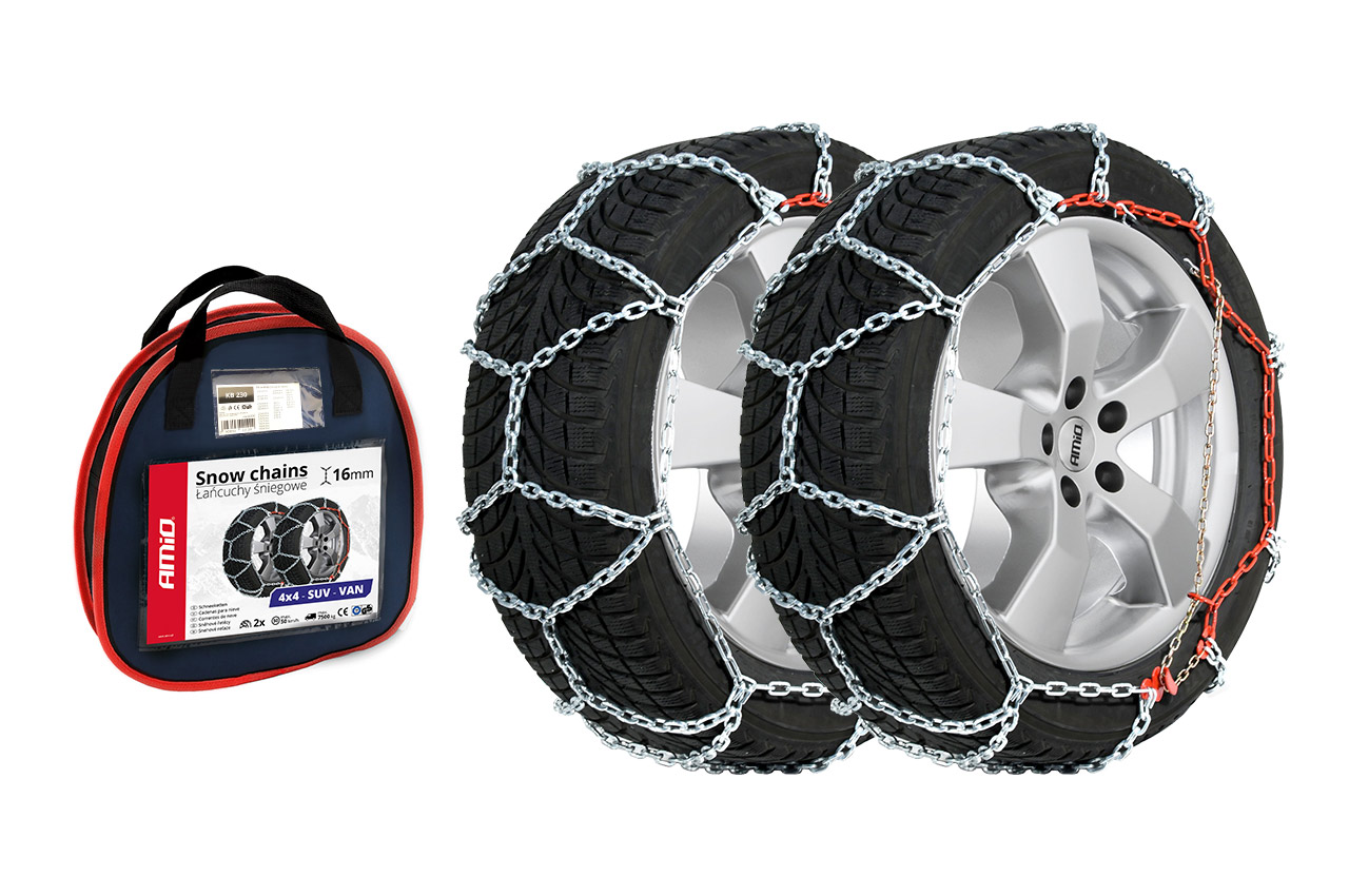 Βλησαρούλης Car Center - Amio - Αλυσίδες Χιονιού 4x4 16mm KB-220 για Ενισχυμένη Πρόσφυση σε SUV & Off-Road Οχήματα με Υψηλή Αντοχή για Βαριές Χειμερινές Συνθήκες - 1 Σετ (02118/AM)