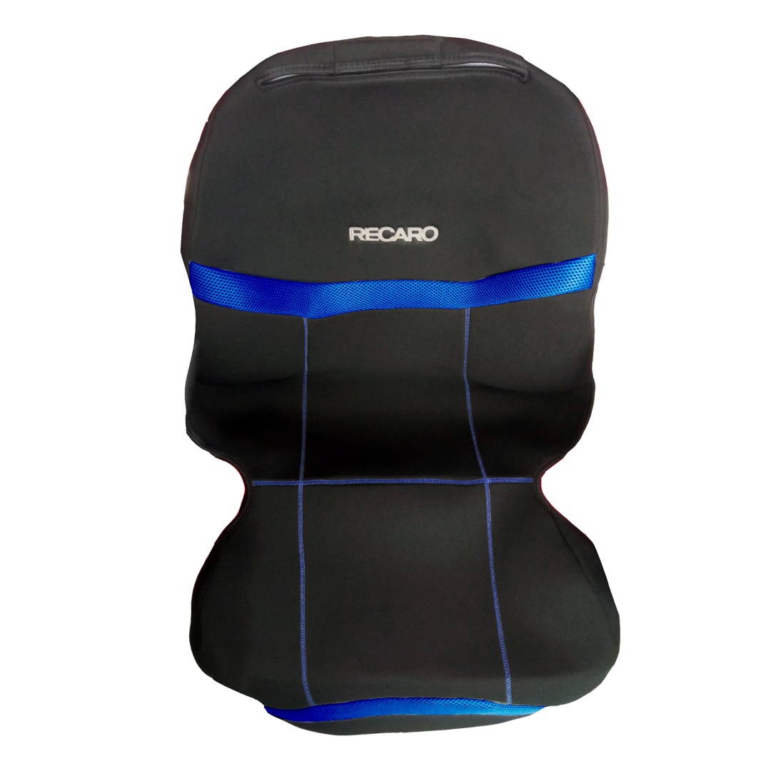 Βλησαρούλης Car Center - ΗΜΙΚΑΛΥΜΜΑΤΑ ΚΑΘΙΣΜΑΤΩΝ BUCKET RECARO ΜΑΥΡΟ/ΜΠΛΕ ΜΕ ΥΠΟΔΟΧΗ ΠΡΟΣΚΕΦΑΛΟΥ VELCRO & ΠΡΟΣΚΕΦΑΛΑ - 2 ΤΕΜ.