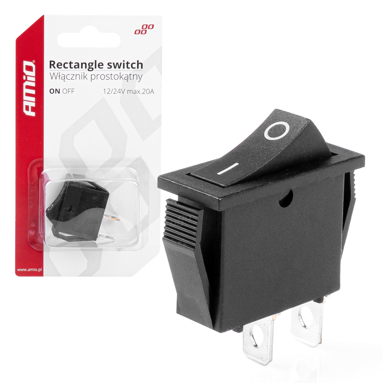 Βλησαρούλης Car Center - Amio - ΔΙΑΚΟΠΤΗΣ ON/OFF 2 ΕΠΑΦΩΝ 12V 20A 10mm x 26mm ΜΑΥΡΟΣ - 1 ΤΕΜ. (03081/AM)