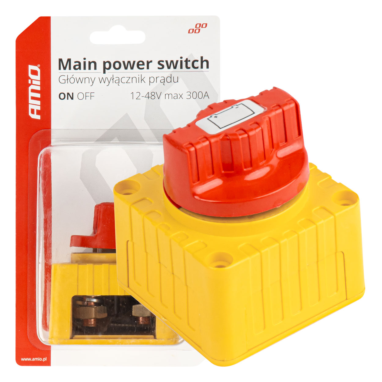 Βλησαρούλης Car Center - Amio - ΔΙΑΚΟΠΤΗΣ POWER-OFF ΜΠΑΤΑΡΙΑΣ ΣΕ ΒΑΣΗ 12-48V 300A ΜΑΥΡΟ/ΧΡΥΣΟ - 1 Τεμ. (03839/AM)