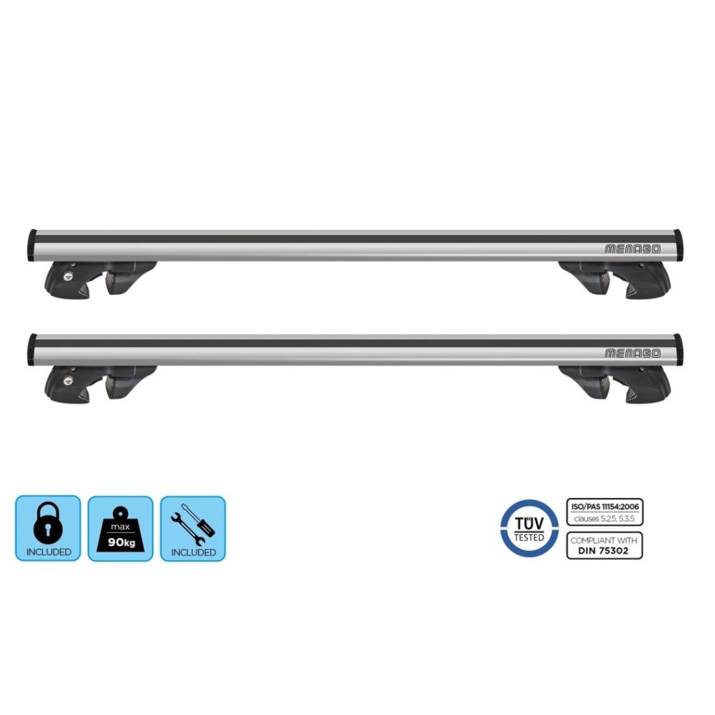 Βλησαρούλης Car Center - ΜΠΑΡΕΣ ΟΡΟΦΗΣ ΑΛΟΥΜΙΝΙΟΥ JACKSON XL SILVER 135 cm ΣΕ ΑΣΗΜΙ ΧΡΩΜΑ ΓΙΑ ΟΡΟΦΗ ΜΕ RAISED RAILS MENABO - 2 ΤΕΜ.