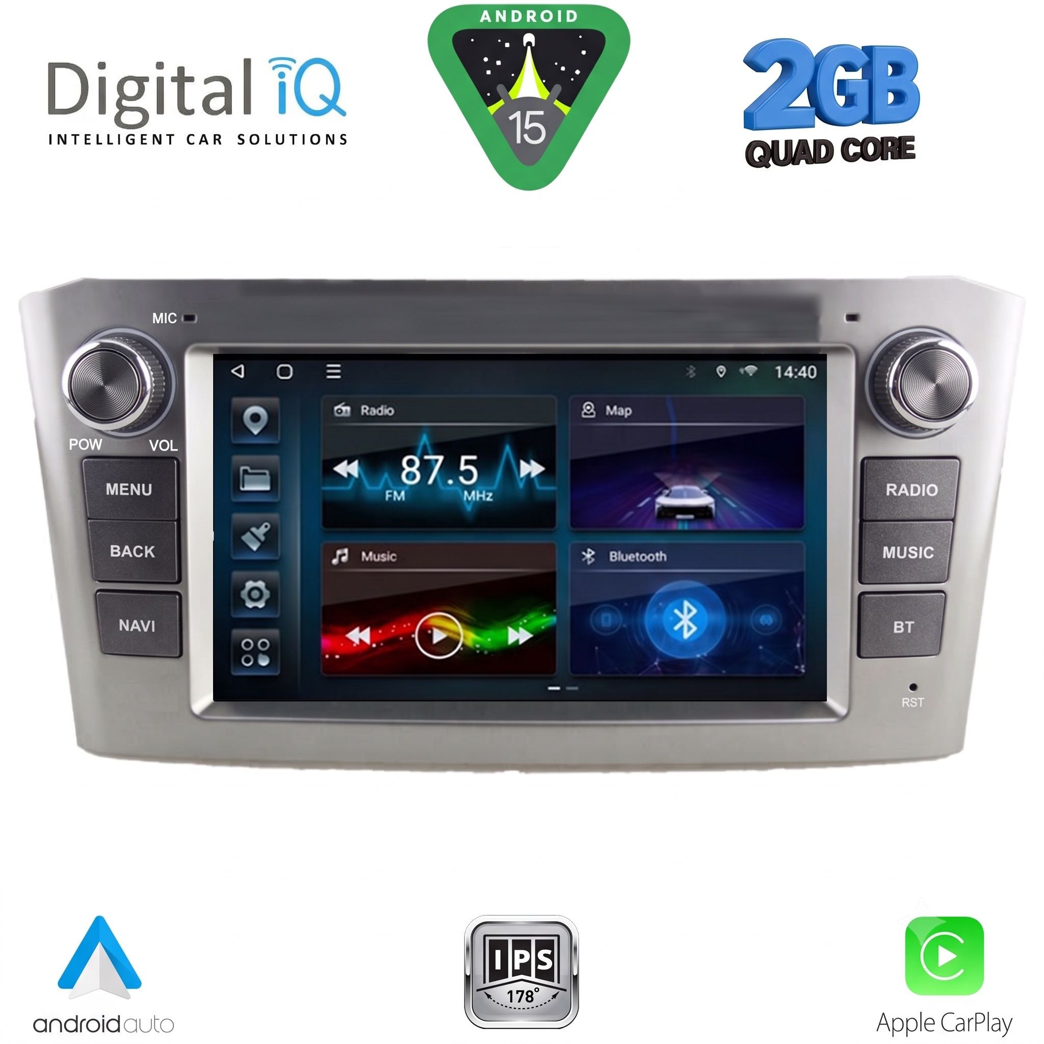 Βλησαρούλης Car Center - DIGITAL IQ BLD 225SL_CPA (7" DECK) MULTIMEDIA OEM for TOYOTA AVENSIS (T25) mod. 2003-2009 (SILVER)