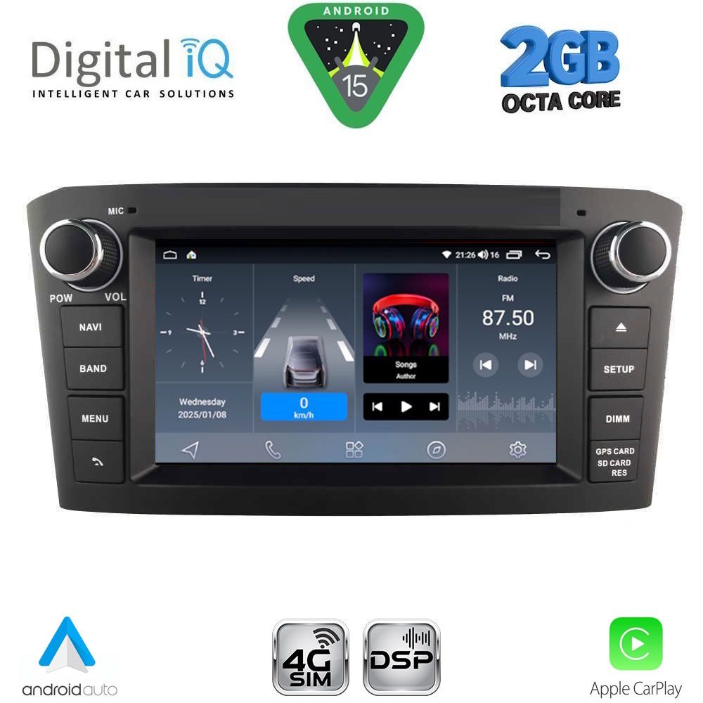 Βλησαρούλης Car Center - DIGITAL IQ BLF 325BL_CPA (7" DECK) MULTIMEDIA OEM for TOYOTA AVENSIS (T25) mod. 2003-2009 (BLACK)