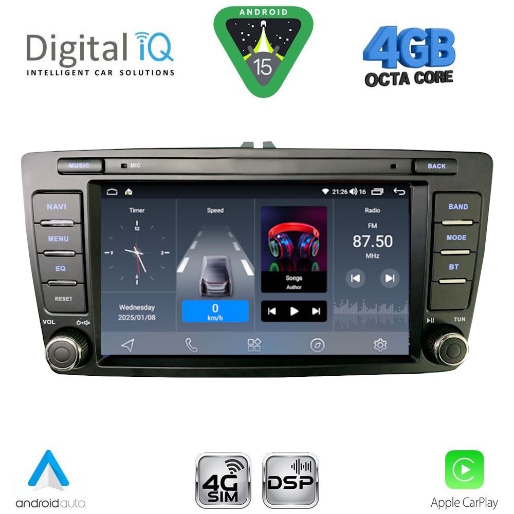 Βλησαρούλης Car Center - DIGITAL IQ BLG 405_CPA (8″ DECK) MULTIMEDIA OEM for SKODA OCTAVIA 5 mod. 2005-2012
