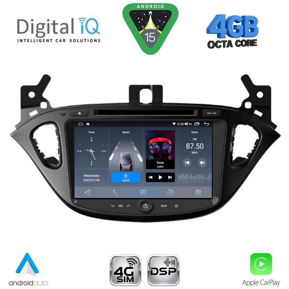 Βλησαρούλης Car Center - DIGITAL IQ BLG 421_CPA (8” DECK) MULTIMEDIA SYSTEM for OPEL ADAM - CORSA E mod. 2014-2022