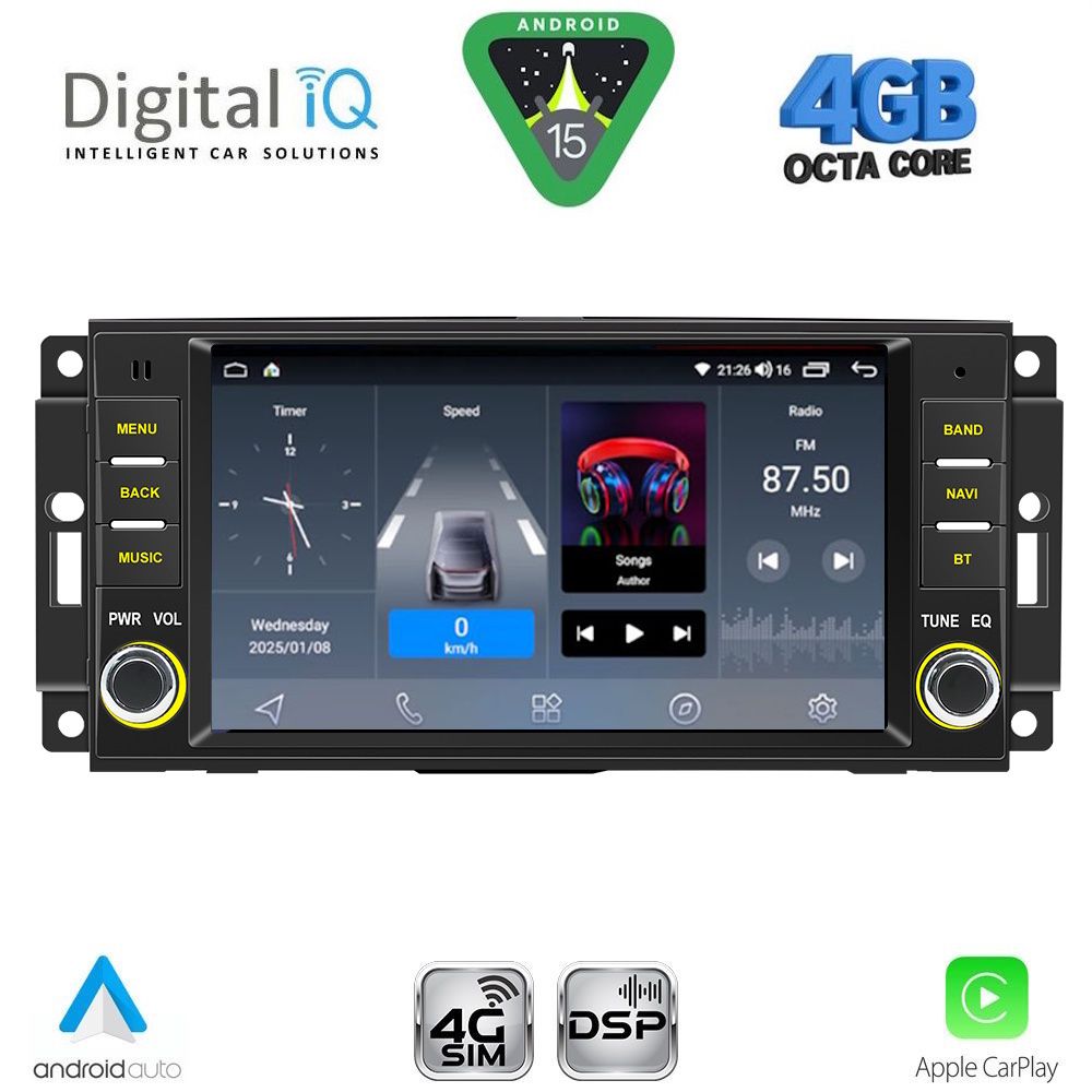 Βλησαρούλης Car Center - DIGITAL IQ BLG 424_CPA (7” DECK) MULTIMEDIA SYSTEM for JEEP ALL mod. 2005-2018