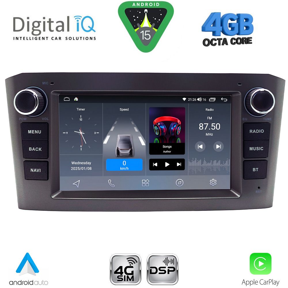 Βλησαρούλης Car Center - DIGITAL IQ BLG 425BL_CPA (7″ DECK) MULTIMEDIA OEM for TOYOTA AVENSIS (T25) mod. 2003-2009 (BLACK)