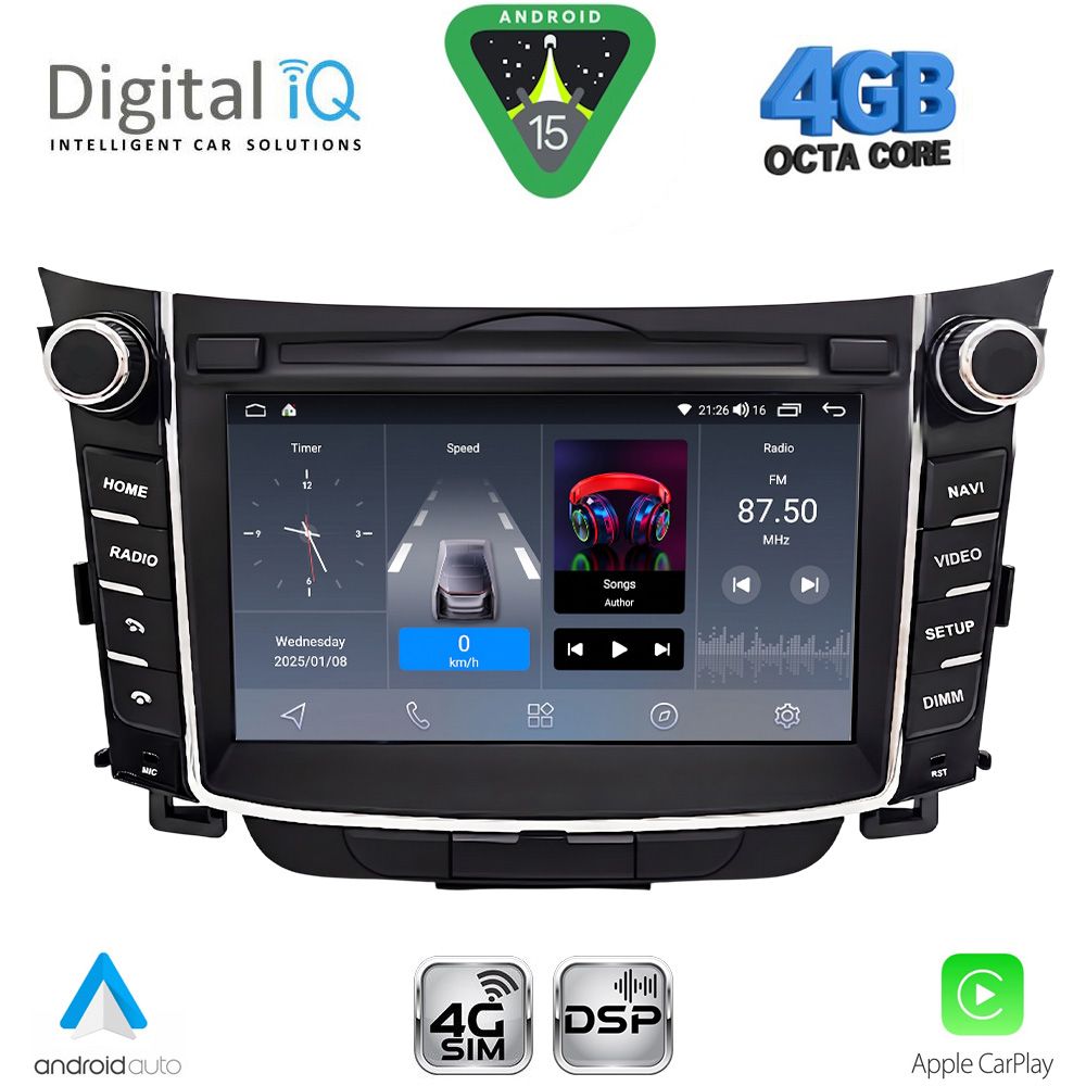 Βλησαρούλης Car Center - DIGITAL IQ BLG 426_CPA (7″ DECK) MULTIMEDIA OEM for HYUNDAI i30  mod. 2012-2017