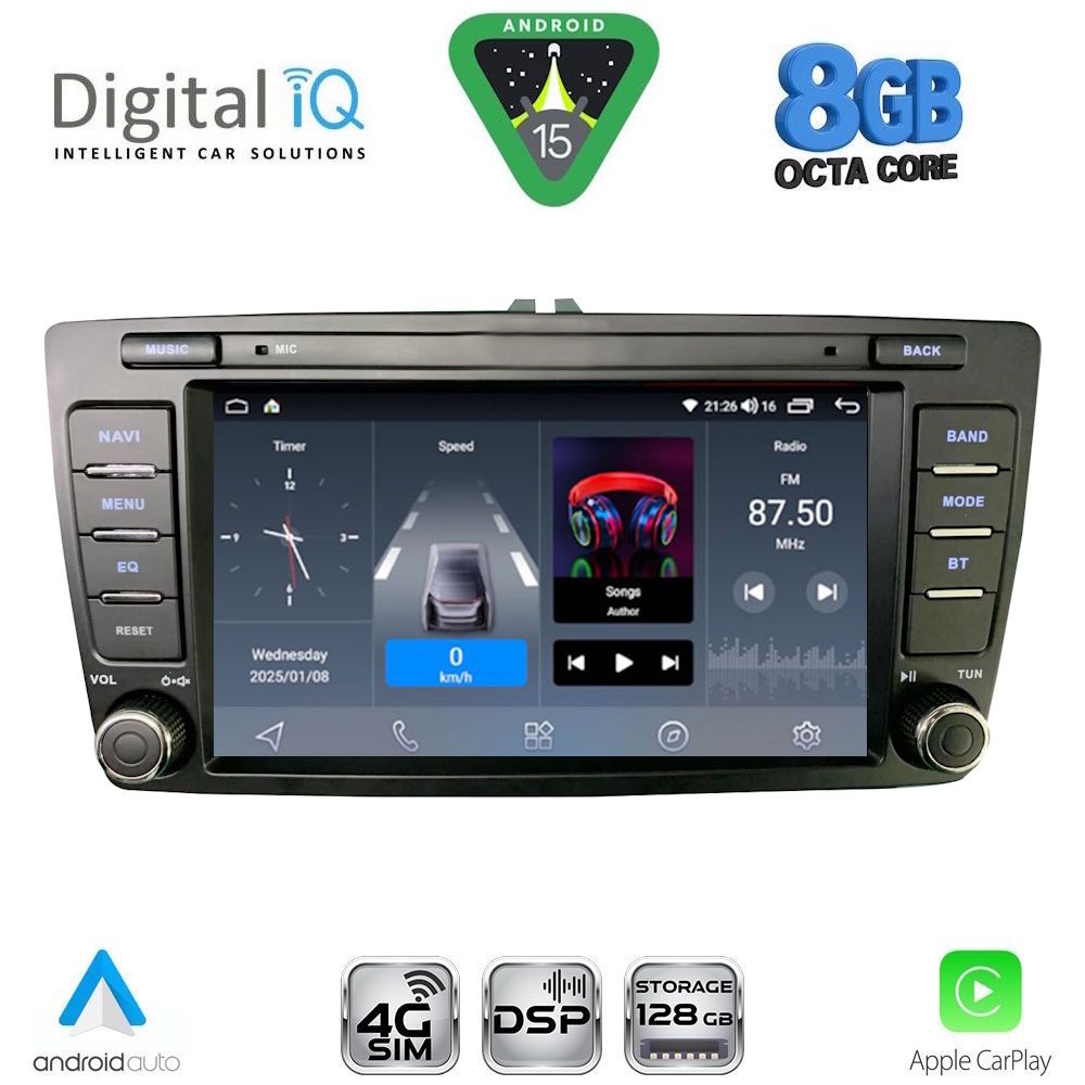 Βλησαρούλης Car Center - DIGITAL IQ BLM 705_CPA (8" DECK) MULTIMEDIA OEM for SKODA OCTAVIA 5 mod. 2005-2012