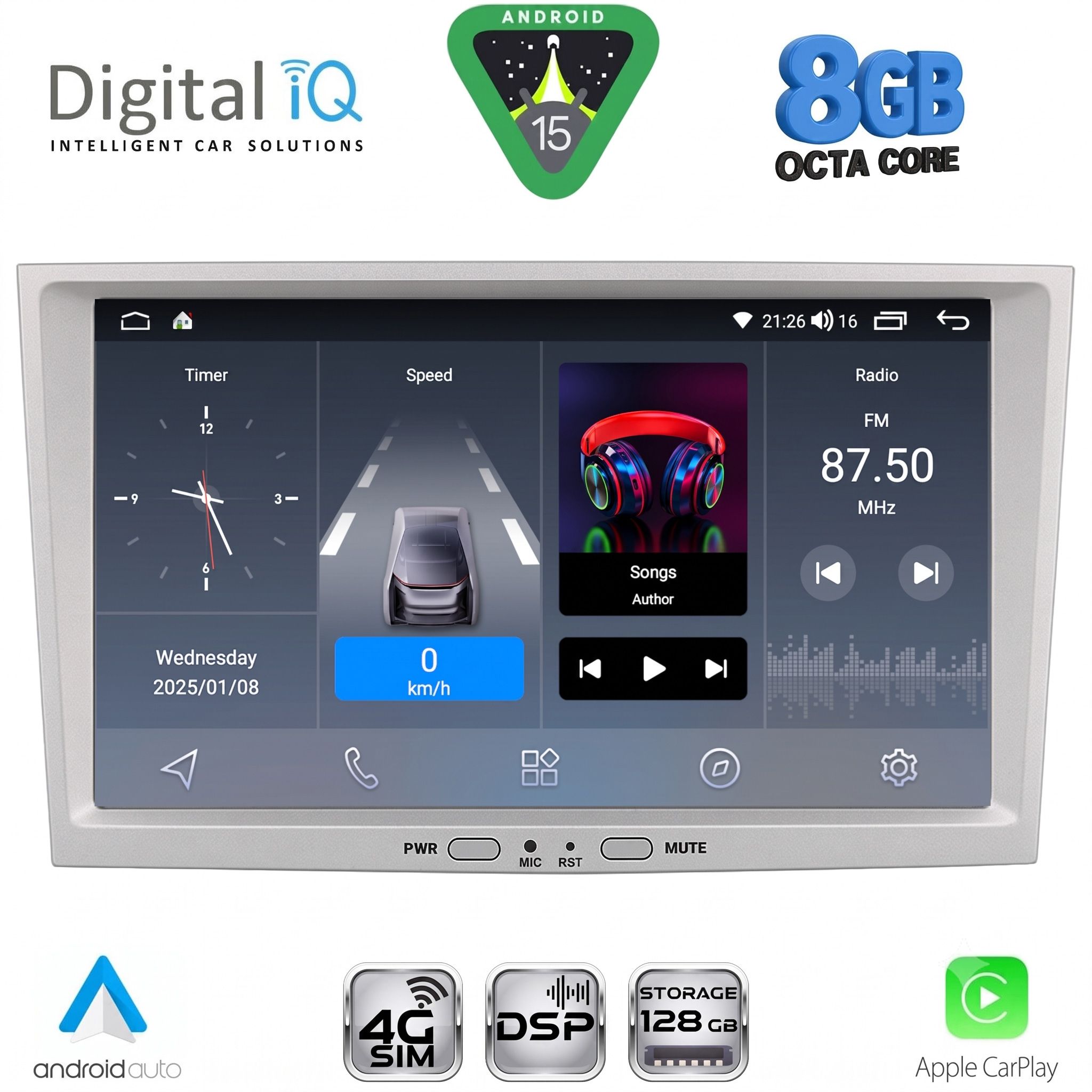 Βλησαρούλης Car Center - DIGITAL IQ BLM 718SL_CPA (8" DECK) MULTIMEDIA SYSTEM for OPEL ALL mod. 2004-2014 (SILVER)