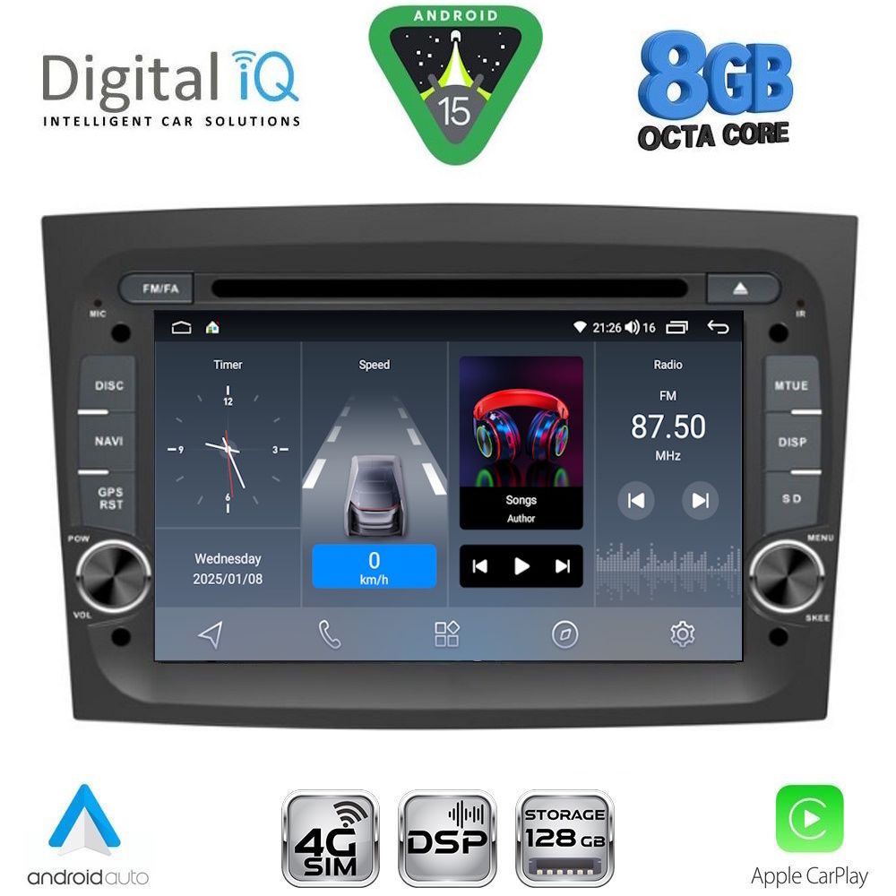 Βλησαρούλης Car Center - DIGITAL IQ BLM 738_CPA (7" DECK) MULTIMEDIA SYSTEM for FIAT DOBLO mod. 2015-2022