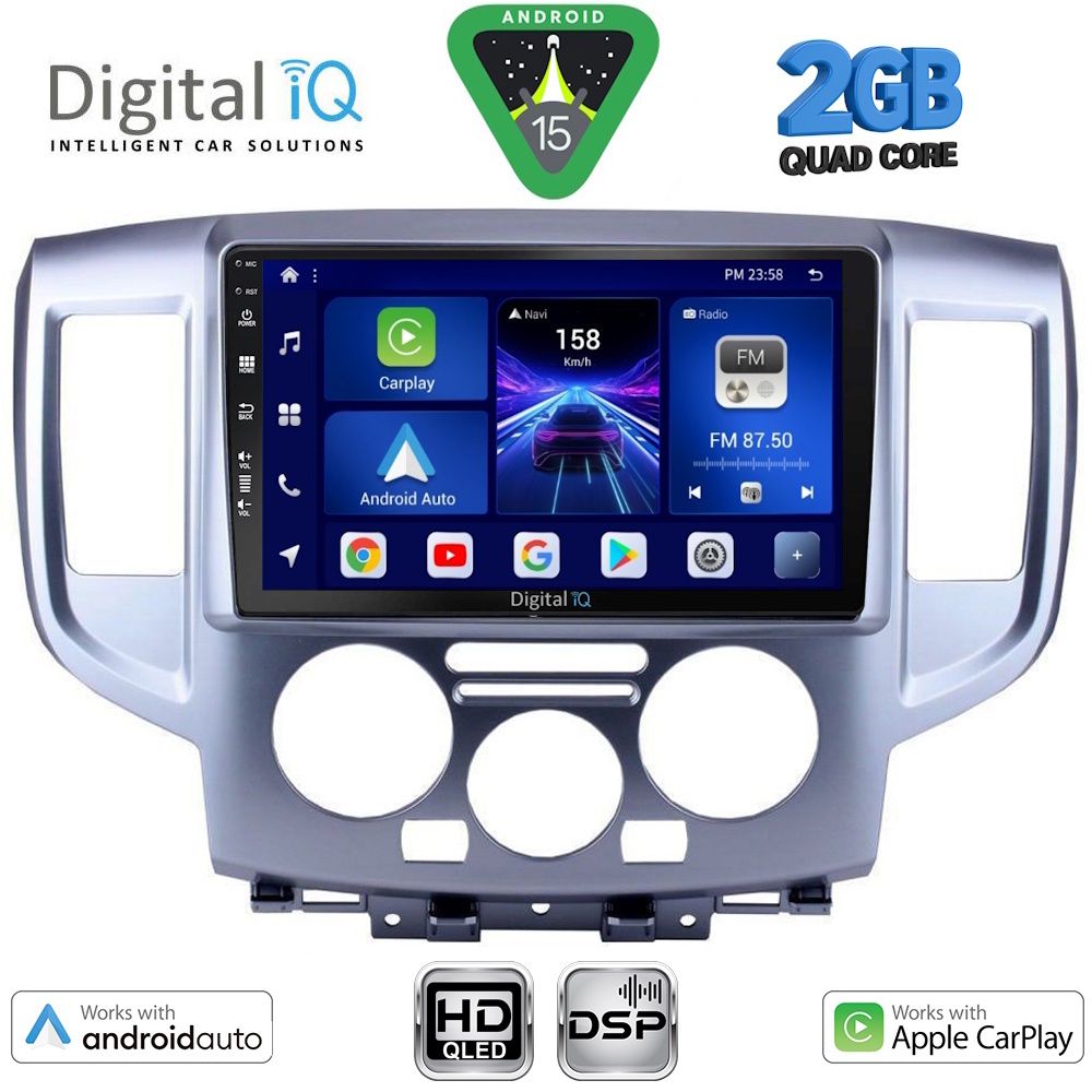 Βλησαρούλης Car Center - DIGITAL IQ BXC 3458SL_CPAA (9inc) MULTIMEDIA TABLET for NISSAN NV 200 mod. 2009-2020 (SILVER)