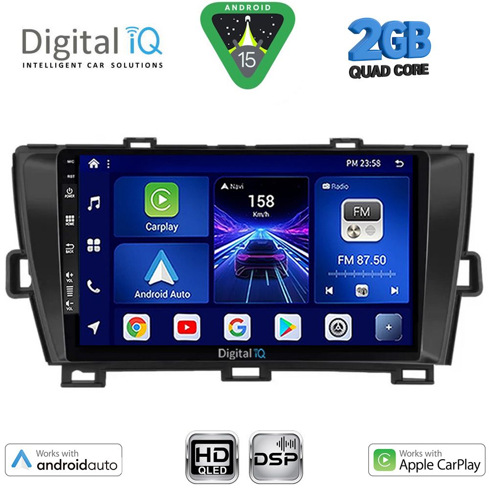 Βλησαρούλης Car Center - DIGITAL IQ BXC 3726BL_CPAA (9inc) MULTIMEDIA TABLET for TOYOTA PRIUS mod. 2009-2015 (BLACK)