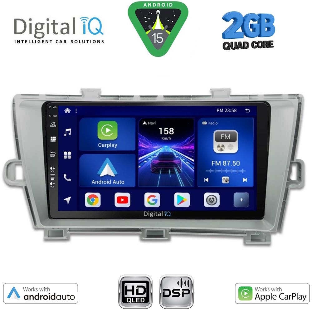 Βλησαρούλης Car Center - DIGITAL IQ BXC 3726SL_CPAA (9inc) MULTIMEDIA TABLET for TOYOTA PRIUS mod. 2009-2015 (SILVER)