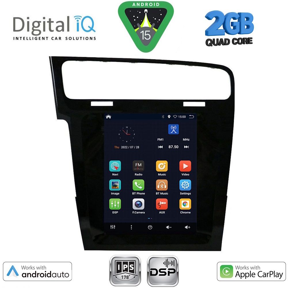 Βλησαρούλης Car Center - DIGITAL IQ BXC 3985_CPAA TESLA STYLE for VW GOLF 7 mod. 2013-2021