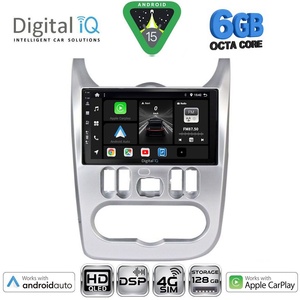 Βλησαρούλης Car Center - DIGITAL IQ BXF 17101SL_CPAA (9inc) MULTIMEDIA TABLET for DACIA DUSTER – LOGAN – SANDERO mod. 2006-2012 (SILVER)