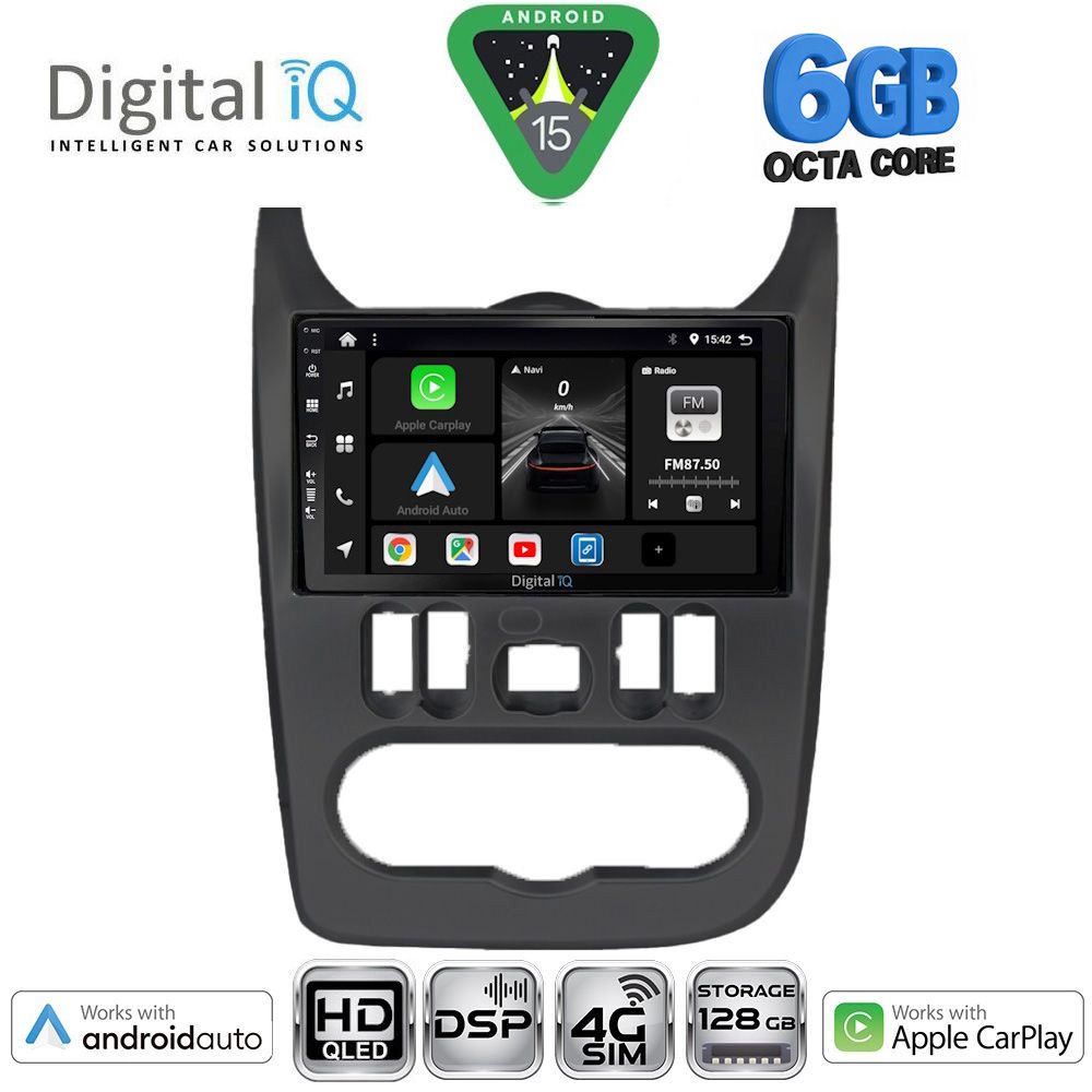 Βλησαρούλης Car Center - DIGITAL IQ BXF 17101BL_CPAA (9inc) MULTIMEDIA TABLET for DACIA DUSTER – LOGAN – SANDERO mod. 2006-2012 (BLACK)