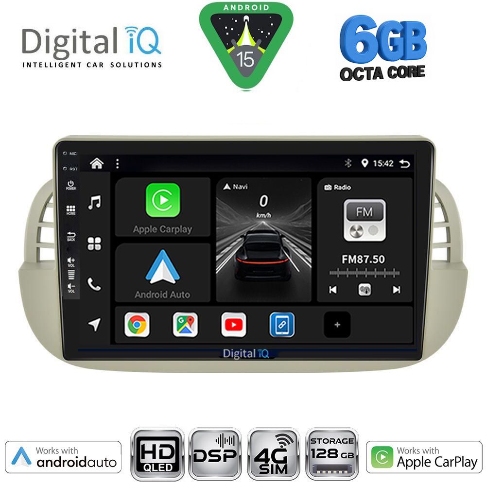 Βλησαρούλης Car Center - DIGITAL IQ BXF 17130BG_CPAA (9inc) MULTIMEDIA TABLET for FIAT 500 mod. 2007-2015 (BEIGE)
