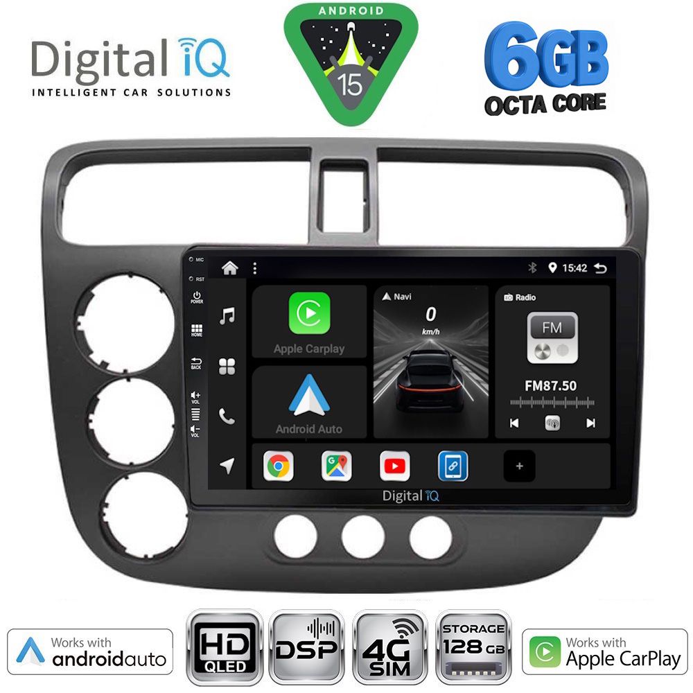 Βλησαρούλης Car Center - DIGITAL IQ BXF 17187_CPAA (9inc) MULTIMEDIA TABLET for HONDA CIVIC 4D mod. 2001-2006
